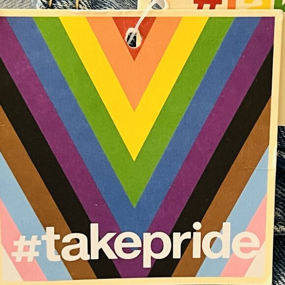 NWT Takepride Women's Blue Rainbow Queen Stretch Denim Shortalls Overalls Sz XXL - Picture 11 of 12